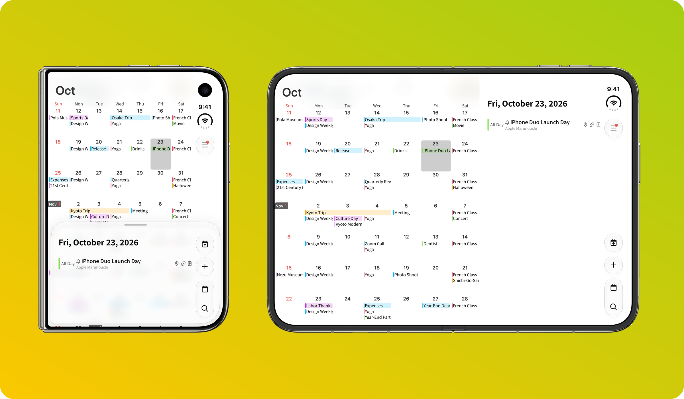 months on the outer and inner displays of iPhone Duo