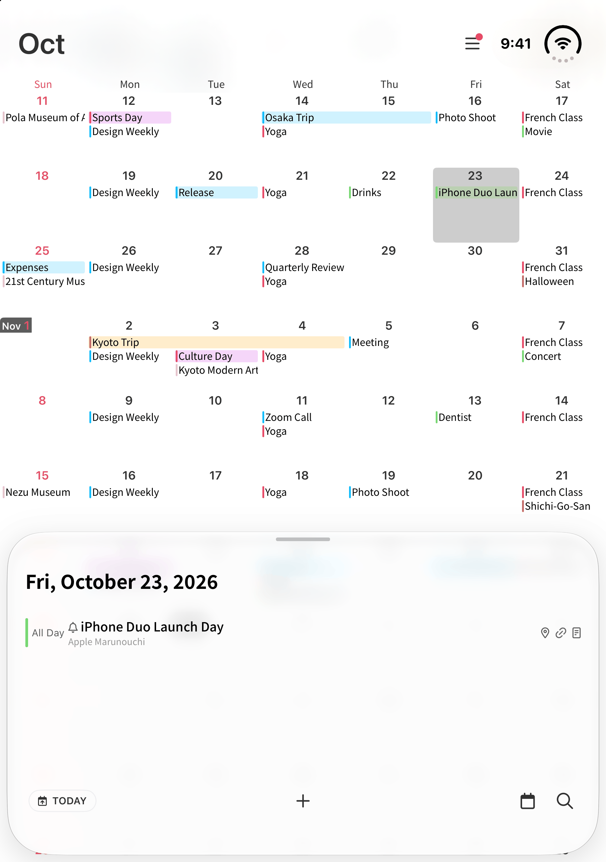 Calendar held upright